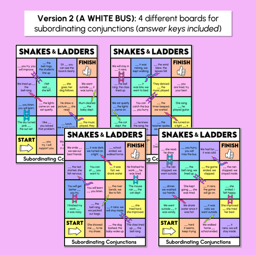 Resource preview 4 for Subordinating Conjunctions Snakes & Ladders