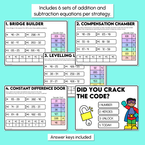 Resource preview 3 for Escape Room - Addition & Subtraction Strategies - Printables