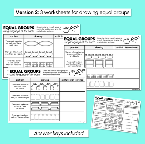 Resource preview 4 for Equal Groups - Using Language of 'For Each - Worksheets