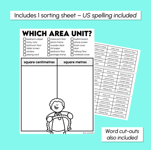 Resource preview 3 for Which Area Unit - Sorting Area Units (cm² or m²) Worksheets