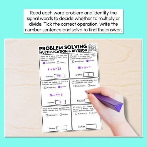 Resource preview 2 for Word Problems in Multiplication and Division Worksheets