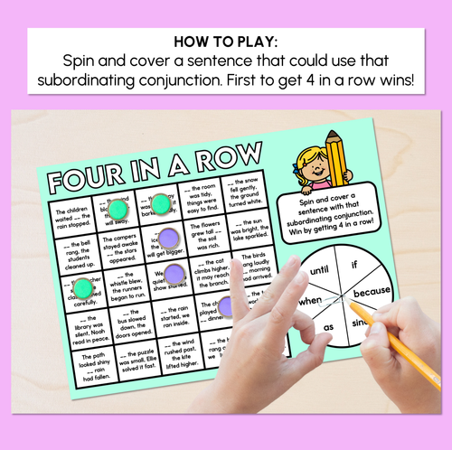 Resource preview 2 for Subordinating Conjunctions - Four in a Row