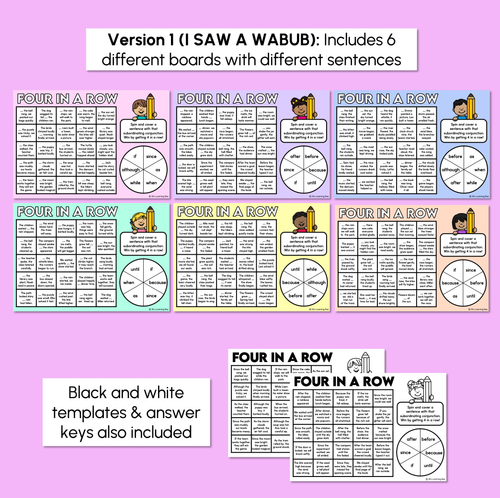 Resource preview 3 for Subordinating Conjunctions - Four in a Row