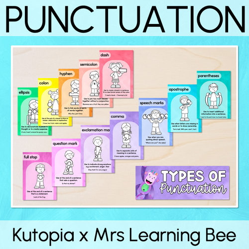 Resource preview 1 for Punctuation Posters - Watercolour Rainbow - The Kutopia Collection