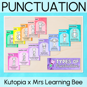 Punctuation Posters - Watercolour Rainbow - The Kutopia Collection