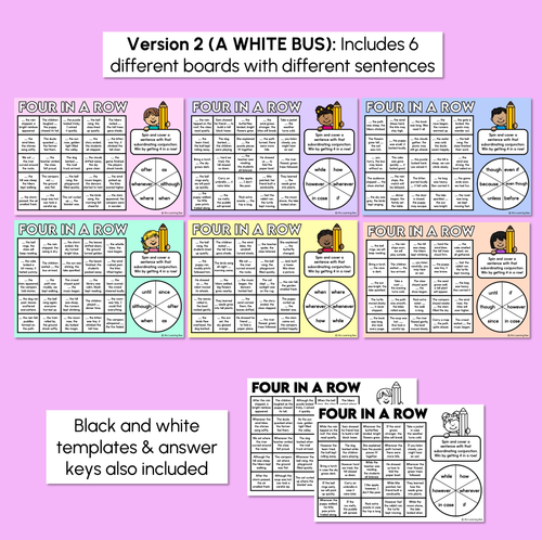Resource preview 4 for Subordinating Conjunctions - Four in a Row
