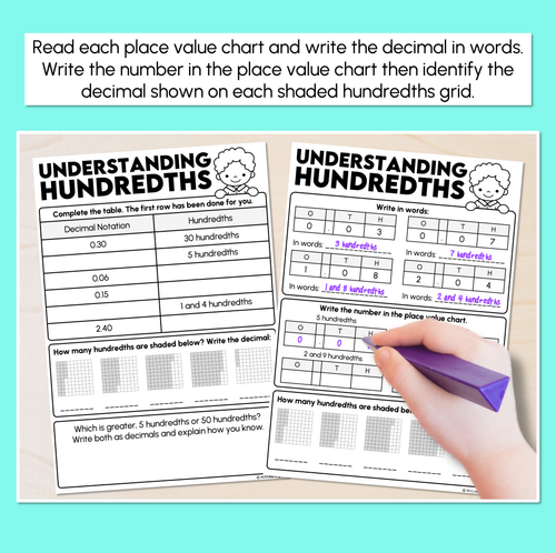 Resource preview 2 for Understanding Hundredths - Decimals Worksheet