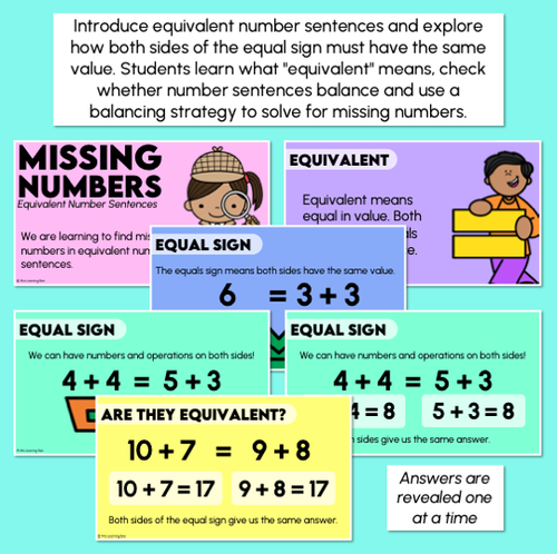 Resource preview 2 for Missing Numbers - Equivalent Number Sentences - Teaching Slides