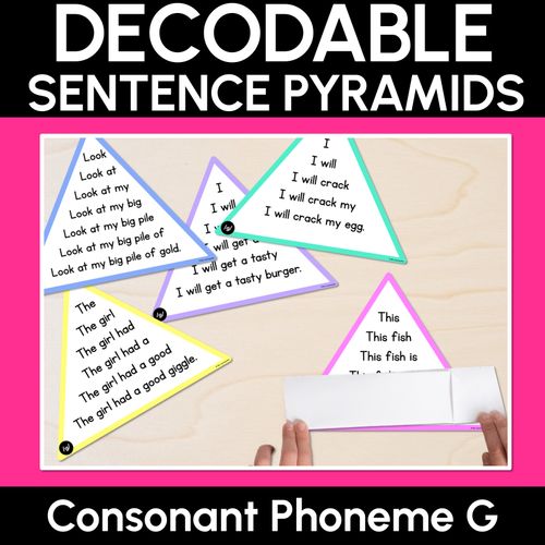 Resource preview 1 for CONSONANT PHONEME G WORDS - Decodable Sentence Pyramids - Phonics Fluency