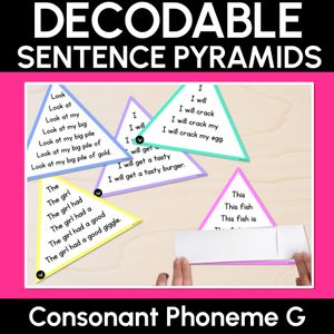 CONSONANT PHONEME G WORDS - Decodable Sentence Pyramids - Phonics Fluency