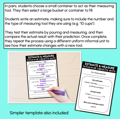 Resource preview 2 for Estimate and measure using informal units - Capacity Activity