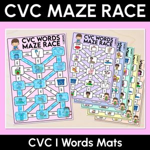 CVC Words Maze Race - CVC I Words Mats