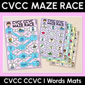 CVCC CCVC Words Maze Race - CVCC I Words Mats
