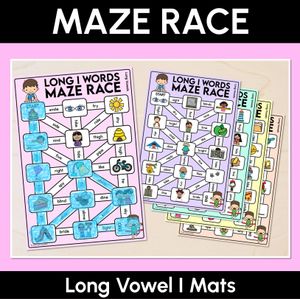 Long Vowel I Words Maze Race - Long Vowel I Words Mats