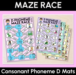 Consonant Phoneme D Words Maze Race - Consonant D Words Mats