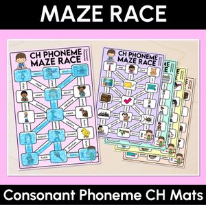 Consonant Phoneme CH Words Maze Race - Consonant CH Words Mats