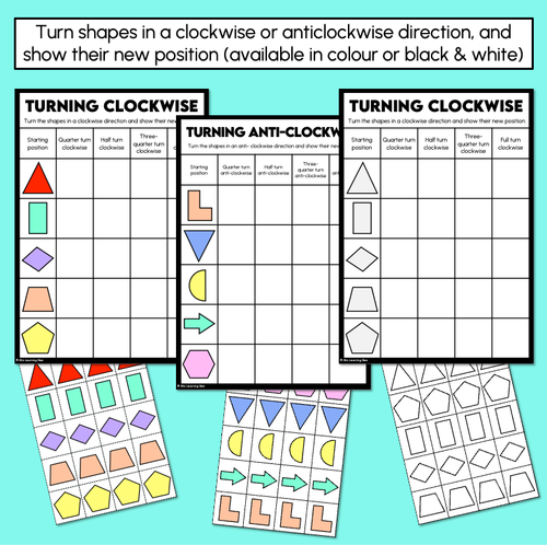 Resource preview 2 for Clockwise and Anti-Clockwise Turns with 2D Shapes