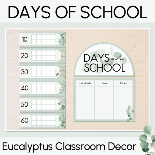 Resource preview 1 for Days of School Display - The Eucalyptus Edit - Eucalyptus Classroom Decor