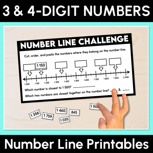 Resource preview 1 for Number Line Challenge Printables - 3-Digit & 4-Digit Numbers