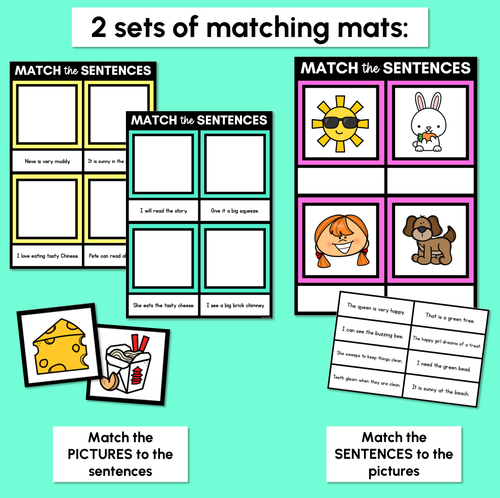 Resource preview 3 for Long Vowel E Decodable Sentences Mats - Read & Match