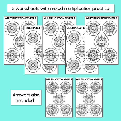 Resource preview 3 for Multiplication Wheel Worksheets - Times Tables 2-12 - Targeted Multiplication Facts Practice