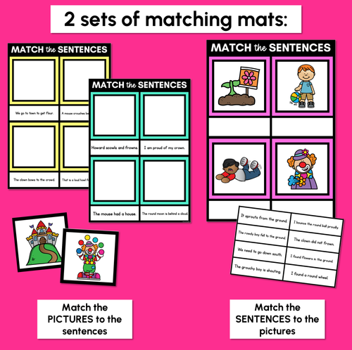 Resource preview 3 for OW Diphthong Decodable Sentence Mats - Read & Match