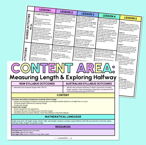 Resource preview 1 for Measuring Length & Exploring Halfway - Kindergarten/Foundation Program