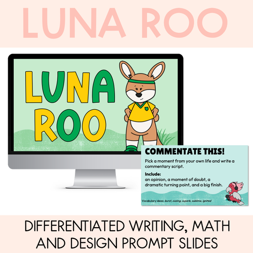 Resource preview 1 for Luna Roo Editable Slides - Differentiated Writing, Maths and Design Prompts - National Simultaneous Storytime 2026
