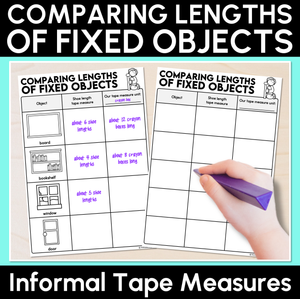 Informal Tape Measures - Comparing Lengths of Fixed Objects Worksheet 