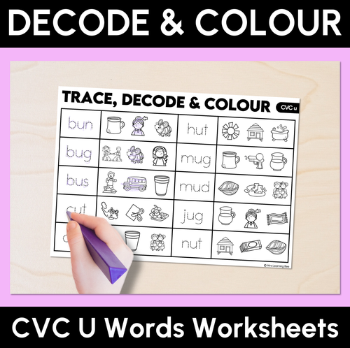 Resource preview 12 for Trace, Decode & Colour - CVC CVCC CCVC Words Decodable Worksheets Bundle