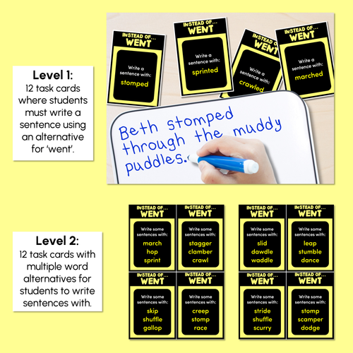 Resource preview 3 for Instead of SAID & WENT - Descriptive Language Task Cards - VCOP aligned
