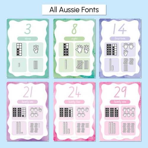 Resource preview 3 for Number Posters 0-30 with ten frames, base ten blocks, tallies & fingers - The Sea of Wonder Collection - Calming Classroom Decor  