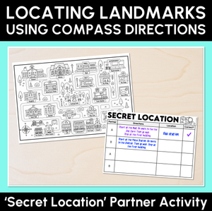 Locating Landmarks Using Compass Directions - Secret Location Partner Activity