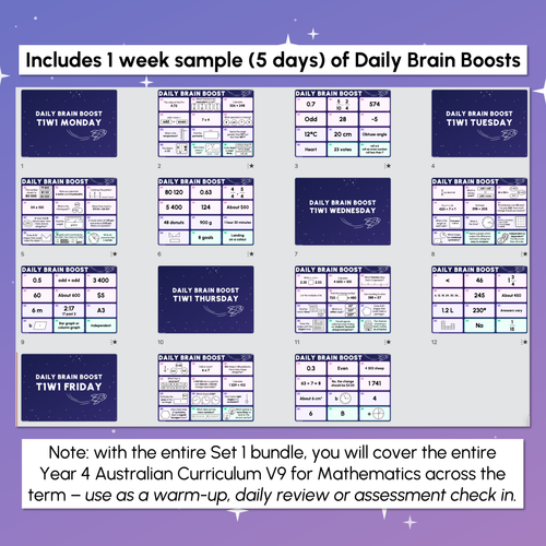 Resource preview 2 for Year 4 Maths Review - Daily Brain Boosts - Sample Set
