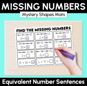 Missing Numbers - Equivalent Number Sentences - Mystery Shapes Mats