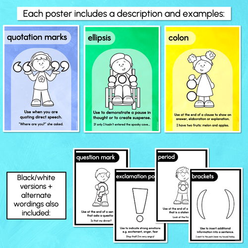 Resource preview 4 for Punctuation Posters - Watercolour Rainbow - The Kutopia Collection