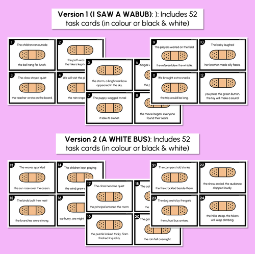 Resource preview 3 for Subordinating Conjunctions - Bandaid Task Cards