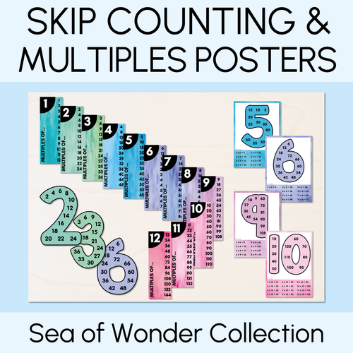 Resource preview 1 for Multiples & Skip Counting Posters - The Sea of Wonder Collection - Calming Classroom Decor