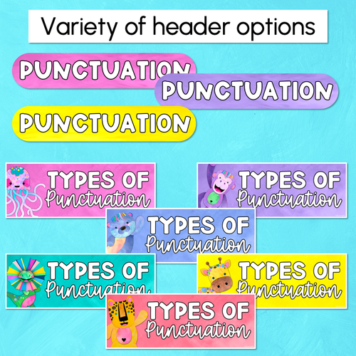 Resource preview 5 for Punctuation Posters - Watercolour Rainbow - The Kutopia Collection