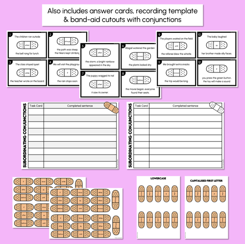 Resource preview 4 for Subordinating Conjunctions - Bandaid Task Cards