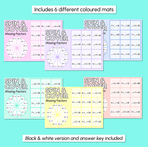 Resource preview 3 for Missing Factors in Multiplication - Spin and Cover Game