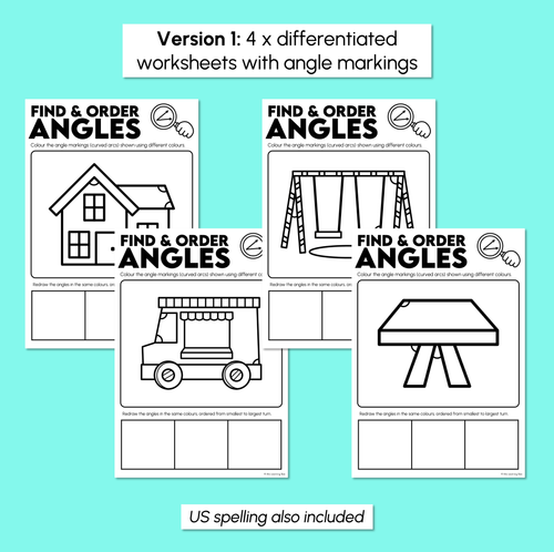 Resource preview 3 for Find & Order Angles - Angles Worksheets