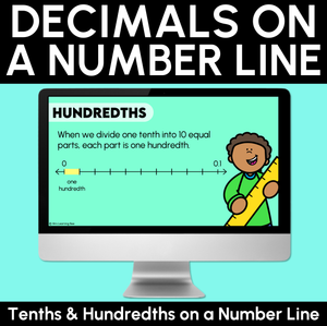 Decimals on a Number Line - Tenths & Hundredths Digital Slides