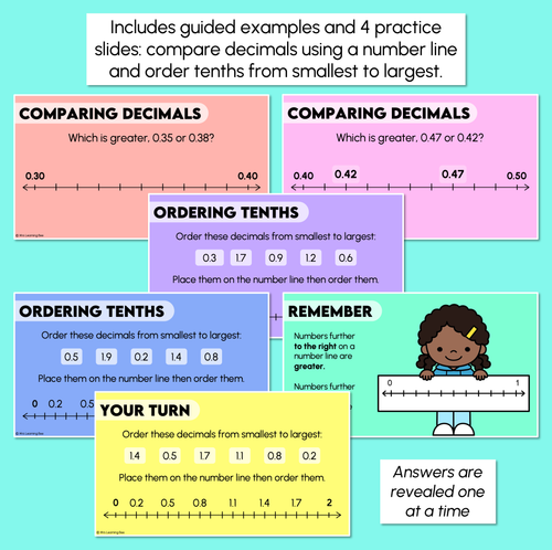 Resource preview 3 for Decimals on a Number Line - Tenths & Hundredths Digital Slides