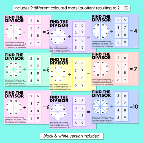 Resource preview 3 for Find the Divisor - Solving Division Problems - Spin and Cover Game