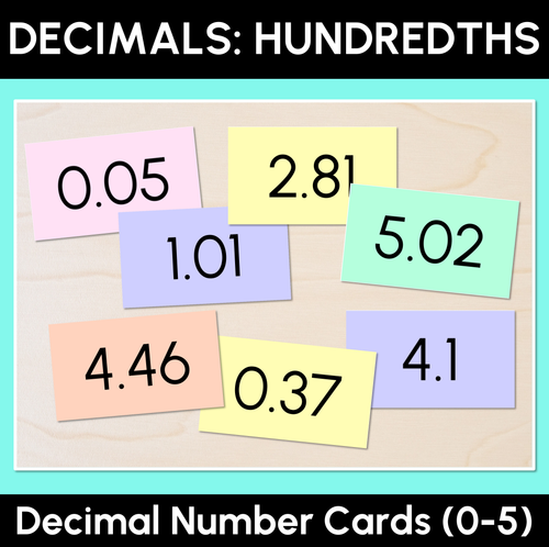 Resource preview 1 for Decimals: Hundredths Number Cards (0-5)
