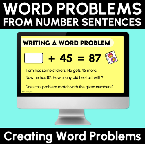 Resource preview 1 for Word Problems From Number Sentences - Creating Word Problems Teaching Slides
