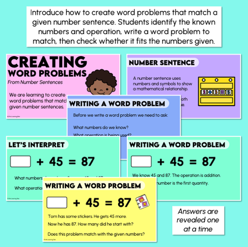 Resource preview 2 for Word Problems From Number Sentences - Creating Word Problems Teaching Slides