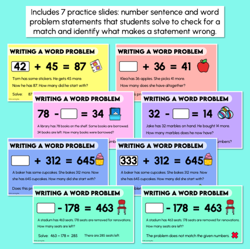 Resource preview 3 for Word Problems From Number Sentences - Creating Word Problems Teaching Slides