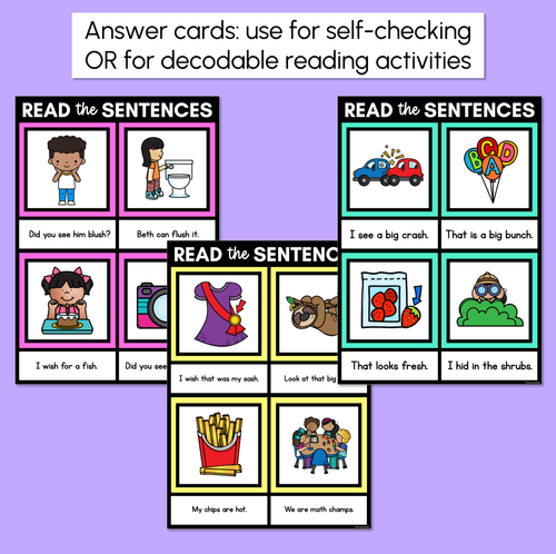 Resource preview 4 for LL SS FF ZZ CK Decodable Sentences Mats - Read & Match